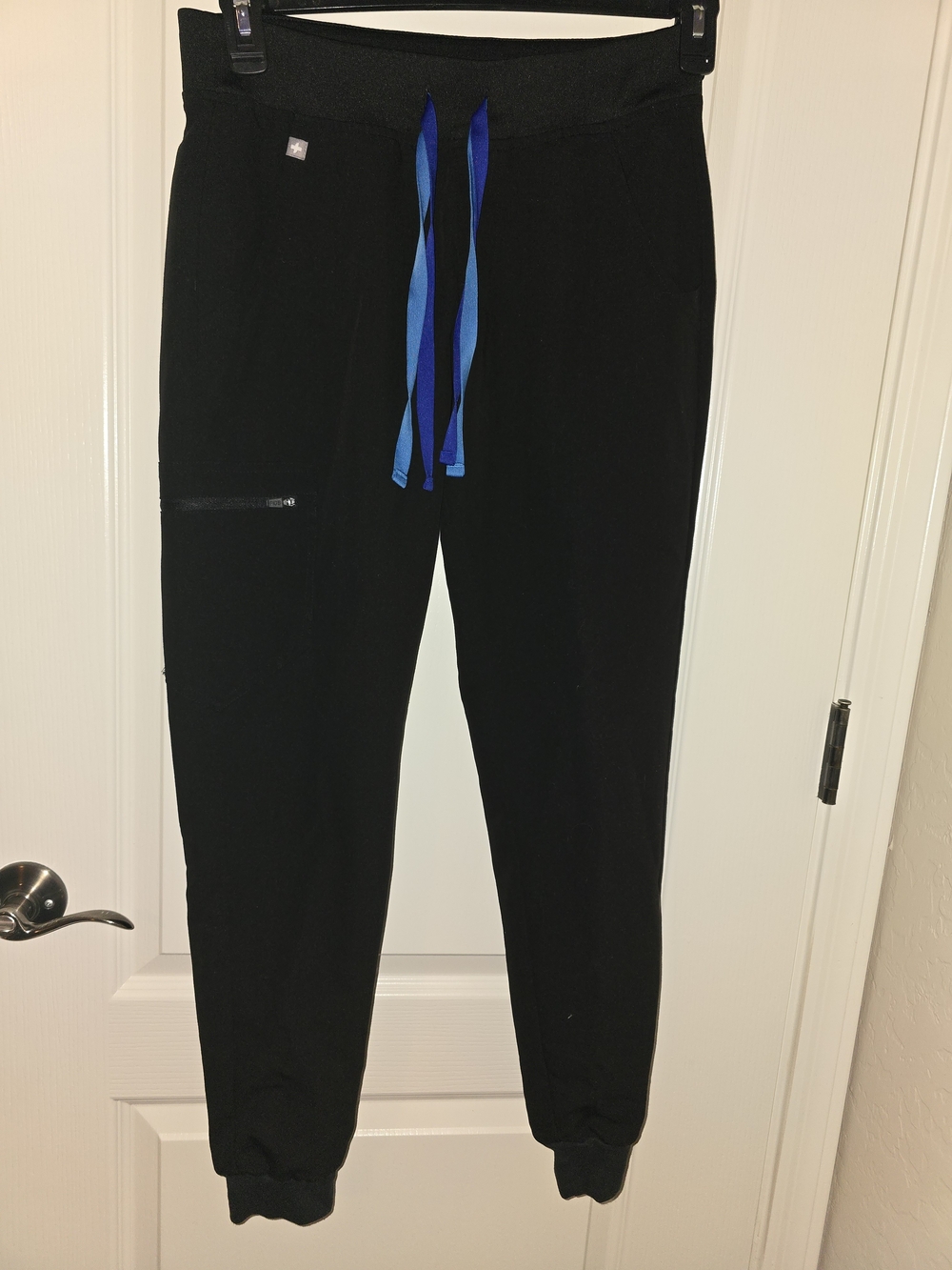 Figs Women's Black Joggers with Blue Contrast Drawstrings